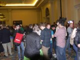 A typical press reception scene.